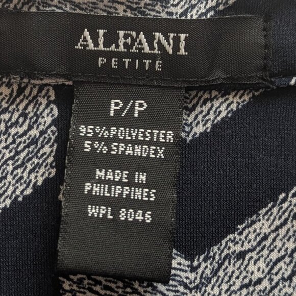 Alfani Women's blouse, size PP, Blue & Gray Geometric design - Picture 6 of 7